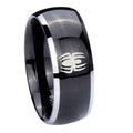 8mm Spiderman Dome Glossy Black 2 Tone Tungsten Ring