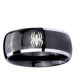 5, 8mm Spiderman Dome Glossy Black 2 Tone Tungsten Ring