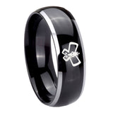 His Hers Monarch Dome Glossy Black 2 Tone Tungsten Men's Wedding Ring Set
