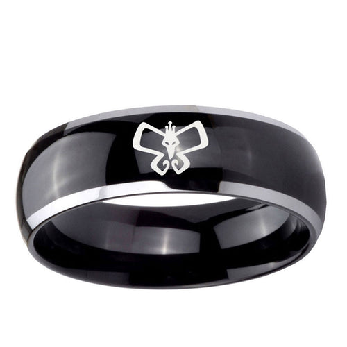 10mm Monarch Dome Glossy Black 2 Tone Tungsten Carbide Promise Ring