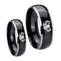 Monarch Dome Glossy Black 2 Tone Tungsten Mens Set Rings