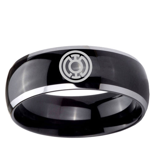 5mm Blue Lantern Dome Two Tone Black Tungsten Men Bands