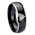 8mm Masonic Triple Dome Glossy Black 2 Tone Tungsten Ring Mens