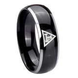 His Hers Masonic Triple Dome Glossy Black 2 Tone Tungsten Men's Bands Ring Set