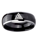 5, 8mm Masonic Triple Dome Glossy Black 2 Tone Tungsten Ring