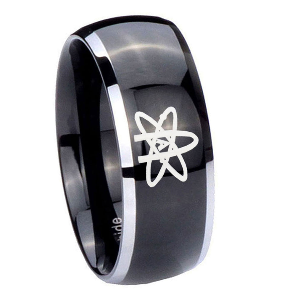 8mm American Atheist Dome Glossy Black 2 Tone Tungsten Bands