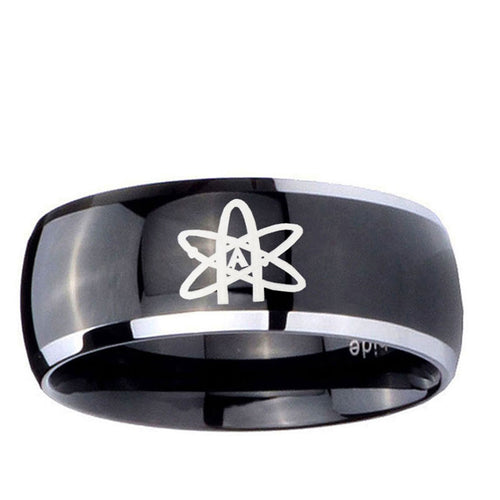 10mm American Atheist Dome Glossy Black 2 Tone Tungsten Custom Ring for Men