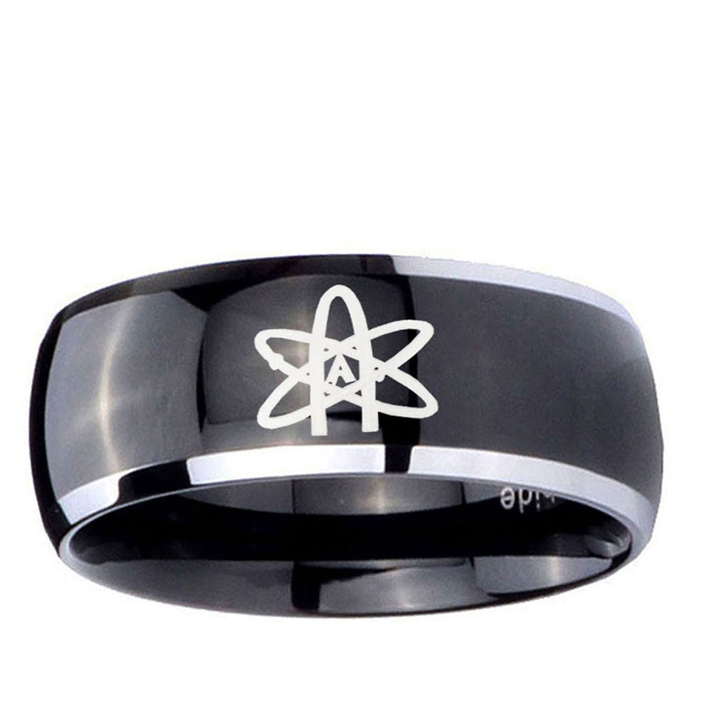 5mm American Atheist Dome Glossy Black 2 Tone Tungsten Bands