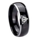 10mm-Deathly-Hallows-Dome-Glossy-Black-2-Tone-Tungsten-Carbide-Rings-for-Men