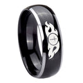 8mm Flamed Cross Dome Glossy Black 2 Tone Tungsten Ring