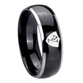 8mm Greek CTR Dome Glossy Black 2 Tone Tungsten Ring