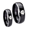 Greek CTR Dome Glossy Black 2 Tone Tungsten Couple Wedding Rings