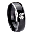8mm Honey Bee Dome Glossy Black 2 Tone Tungsten Mens Ring
