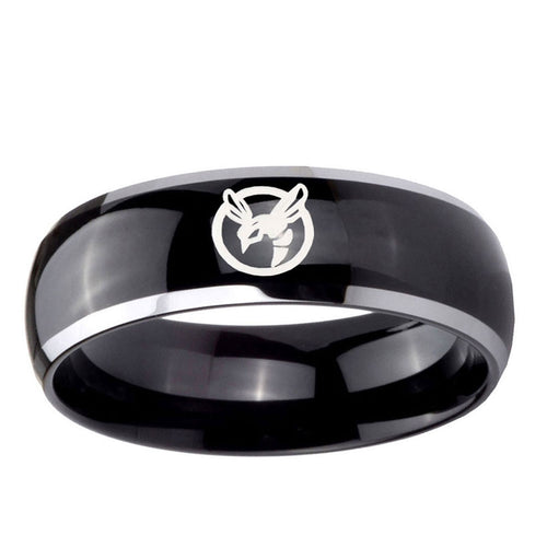 10mm Honey Bee Dome Glossy Black 2 Tone Tungsten Ring
