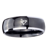 10mm Music & Heart Dome Glossy Black 2 Tone Tungsten Carbide Mens Ring