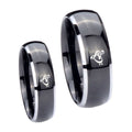 Music & Heart Dome Glossy Black 2 Tone Tungsten Wedding Ring Set