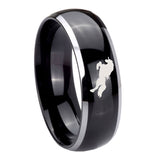 8mm Horse Dome Glossy Black 2 Tone Tungsten Carbide Men's Band Ring