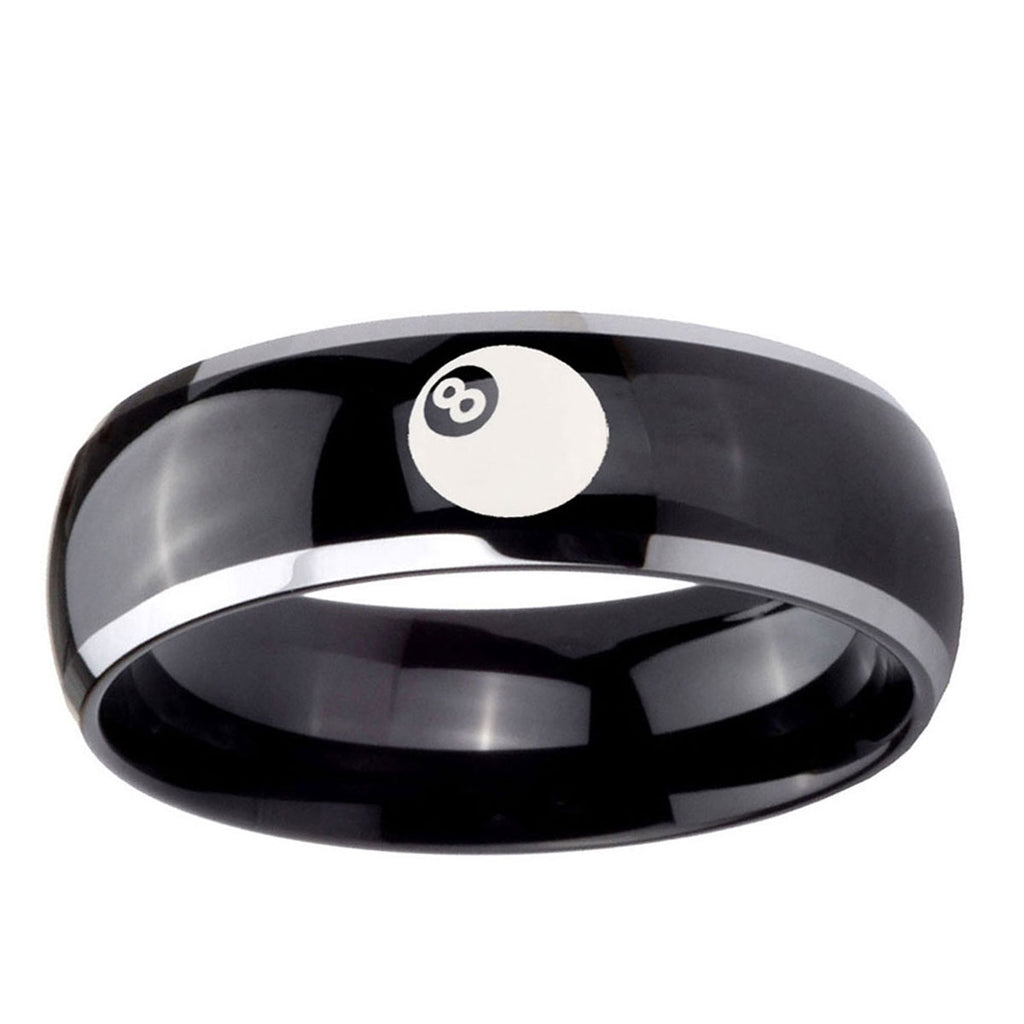5mm 8 Ball Dome Glossy Black 2 Tone Tungsten Mens Bands Ring