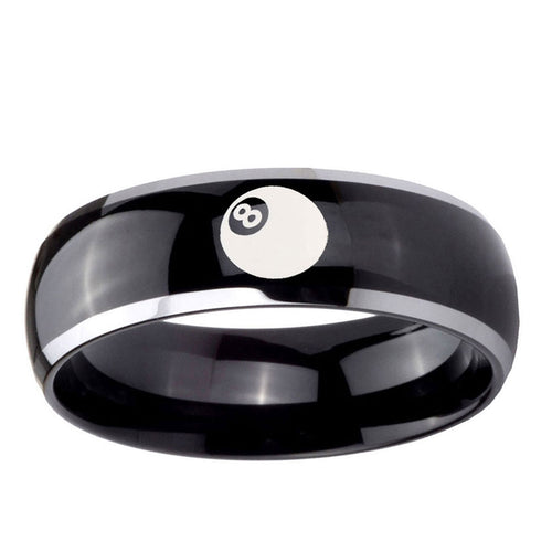 5mm 8 Ball Dome Glossy Black 2 Tone Tungsten Mens Bands Ring