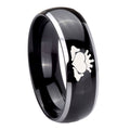 8mm Claddagh Design Dome Glossy Black 2 Tone Tungsten Band