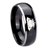 8mm Claddagh Design Dome Glossy Black 2 Tone Tungsten Carbide Men's Bands Ring