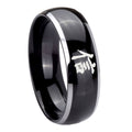 10mm Kanji Faith Dome Glossy Black 2 Tone Tungsten Carbide Wedding Bands Ring