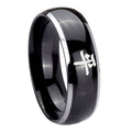 8mm Kanji Peace Dome Glossy Black 2 Tone Tungsten Ring