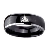 10mm-Klingon-Dome-Glossy-Black-2-Tone-Tungsten-Carbide-Wedding-Band-Mens