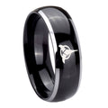 10mm Klingon Dome Glossy Black 2 Tone Tungsten Carbide Wedding Band Mens