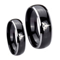 Klingon Dome Glossy Black 2 Tone Tungsten Couple Rings