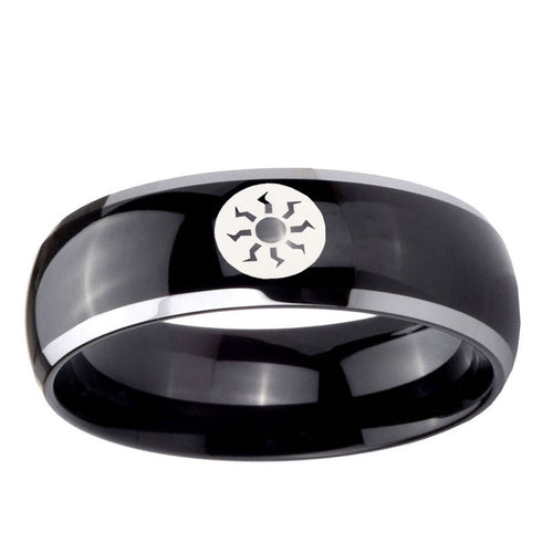 10mm Magic The Gathering Dome Glossy Black 2 Tone Tungsten Wedding Band Mens