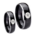 Magic The GatheRing Dome Glossy Black 2 Tone Tungsten Wedding Ring Set