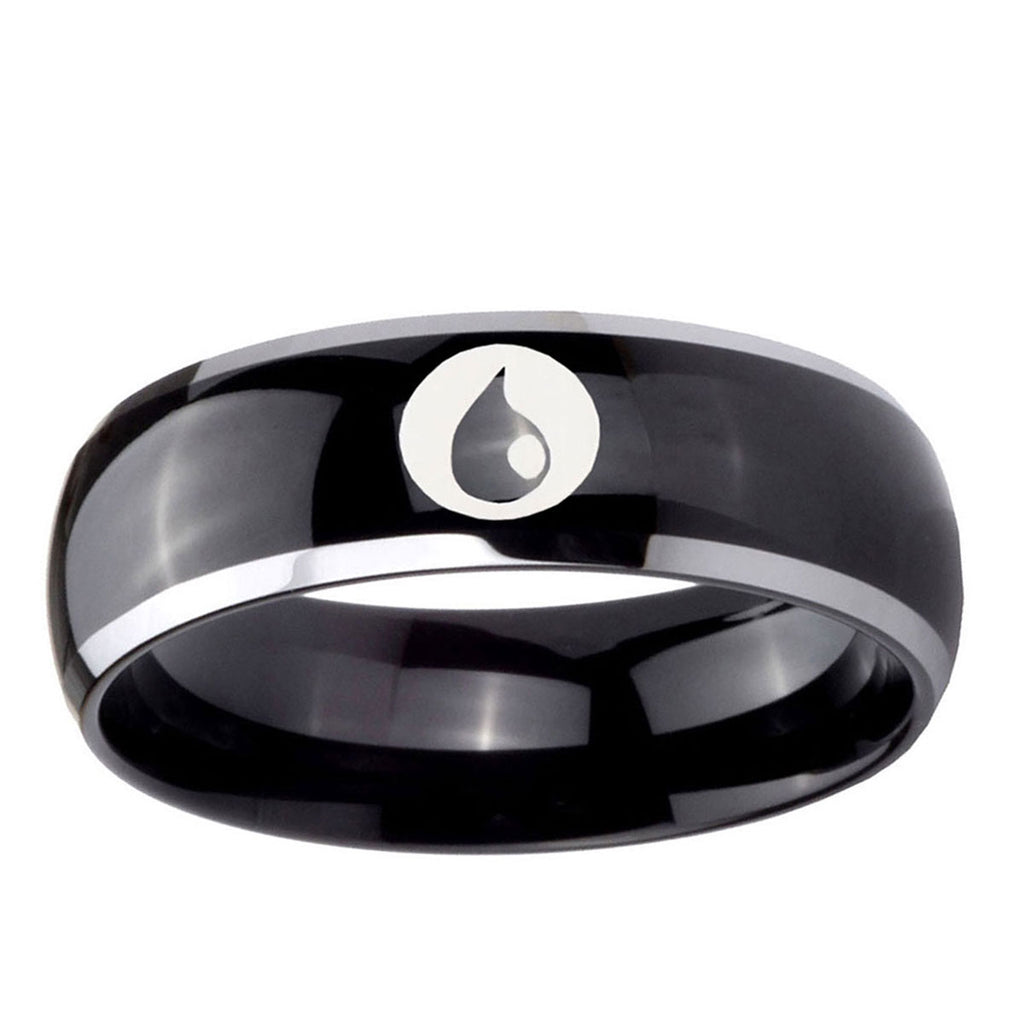 10mm Magic Gathering Dome Glossy Black 2 Tone Tungsten Ring