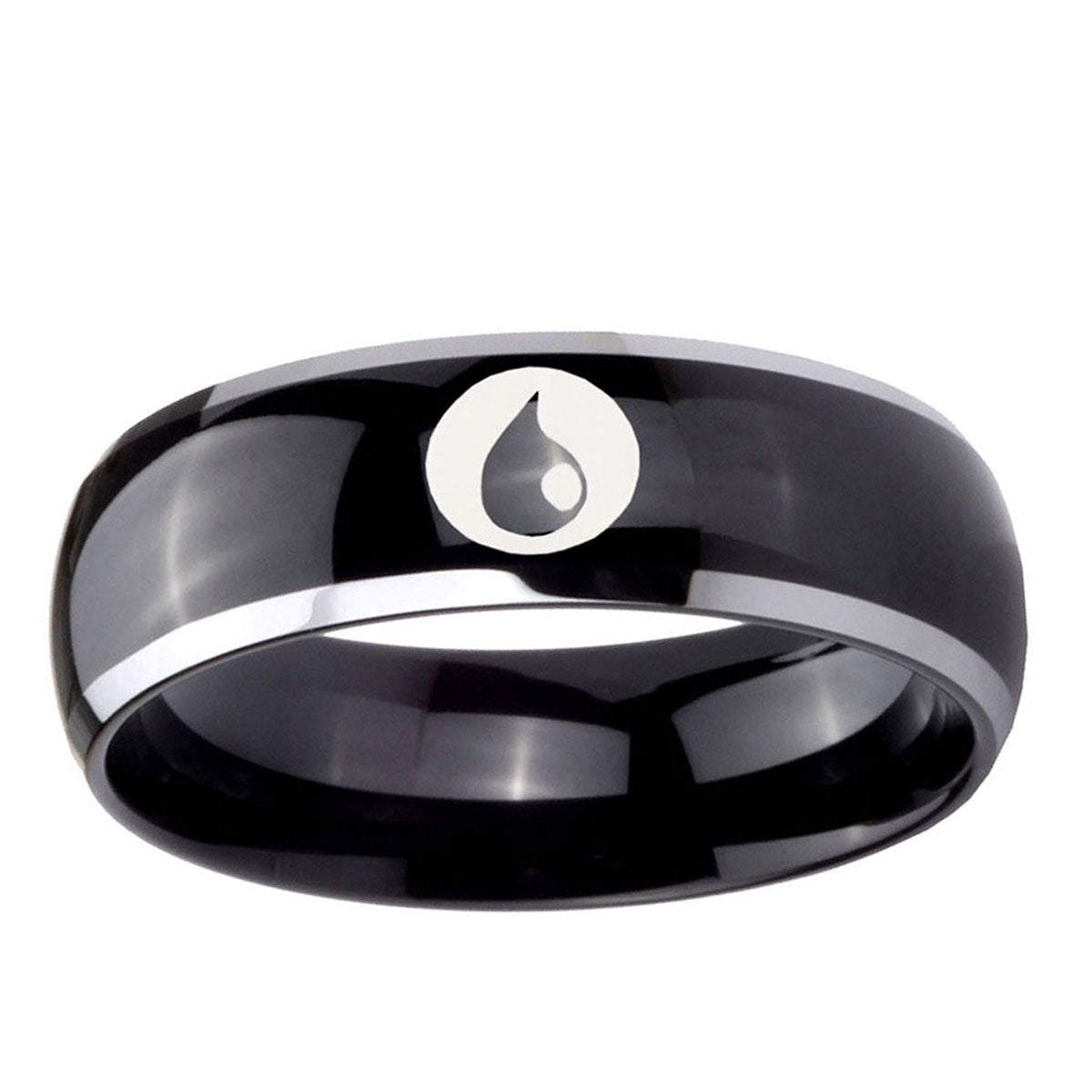 10mm Magic Gathering Dome Glossy Black 2 Tone Tungsten Ring