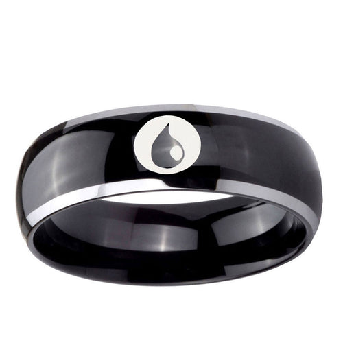 10mm Magic Gathering Dome Glossy Black 2 Tone Tungsten Ring