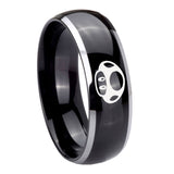 8mm Mario Mushroom Dome Glossy Black 2 Tone Tungsten Carbide Wedding Bands Ring