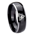 10mm Masonic Yod Dome Glossy Black 2 Tone Tungsten Carbide Anniversary Ring