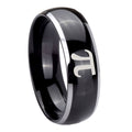 8mm Math Pi Dome Glossy Black 2 Tone Tungsten Promised Ring