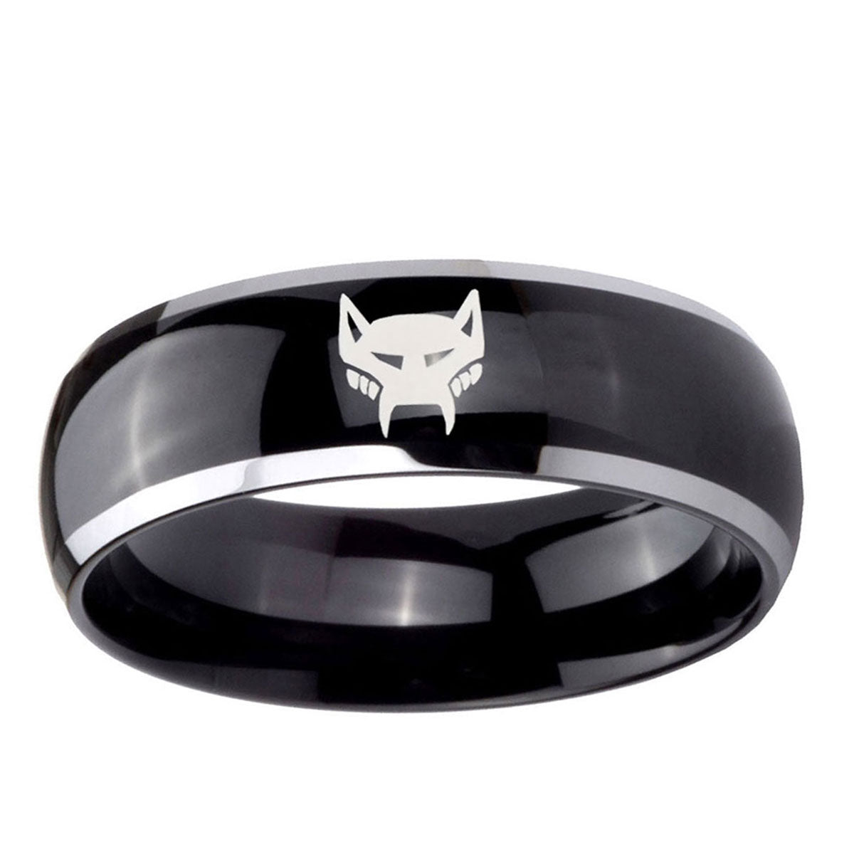 10mm Maximal Dome Glossy Black 2 Tone Tungsten Ring
