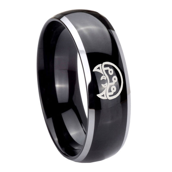 8mm-Metroid-Dome-Glossy-Black-2-Tone-Tungsten-Carbide-Mens-Ring