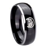8mm Metroid Dome Glossy Black 2 Tone Tungsten Carbide Mens Ring