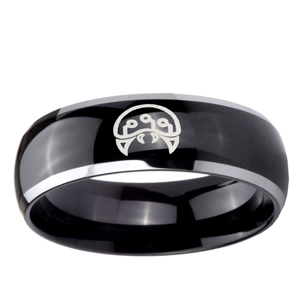 10mm Metroid Dome Glossy Black 2 ToneTungsten Ring