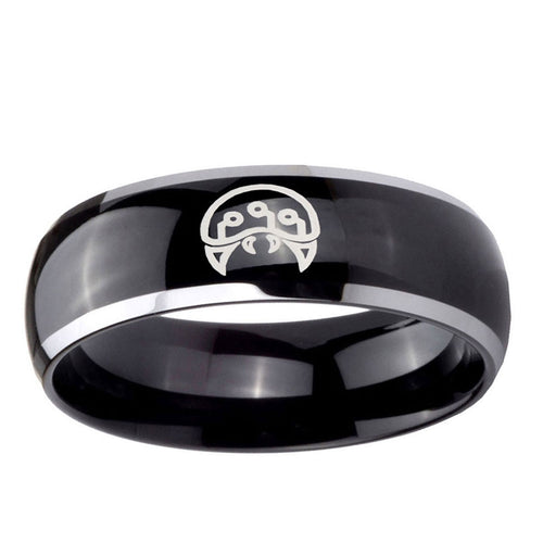 5mm Metroid Dome Glossy Black 2 Tone Tungsten Mens Ring