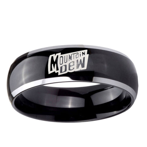 10mm Mountain Dew Dome Glossy Black 2 Tone Tungsten Ring