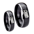 Mountain Dew Dome Glossy Black 2 Tone Tungsten His And Hers Ring