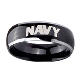 8mm-Navy-Dome-Glossy-Black-2-Tone-Tungsten-Carbide-Wedding-Engagement-Ring