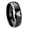 8mm Phoenix Dome Glossy Black 2 Tone Tungsten Men's Ring