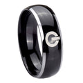 10mm Power Dome Glossy Black 2 Tone Tungsten Carbide Custom Mens Ring