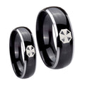 Resident Evil Dome Glossy Black 2 Tone Tungsten His Hers Ring Set