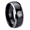 8mm Lion Dome Glossy Black 2 Tone Tungsten Ring for Men
